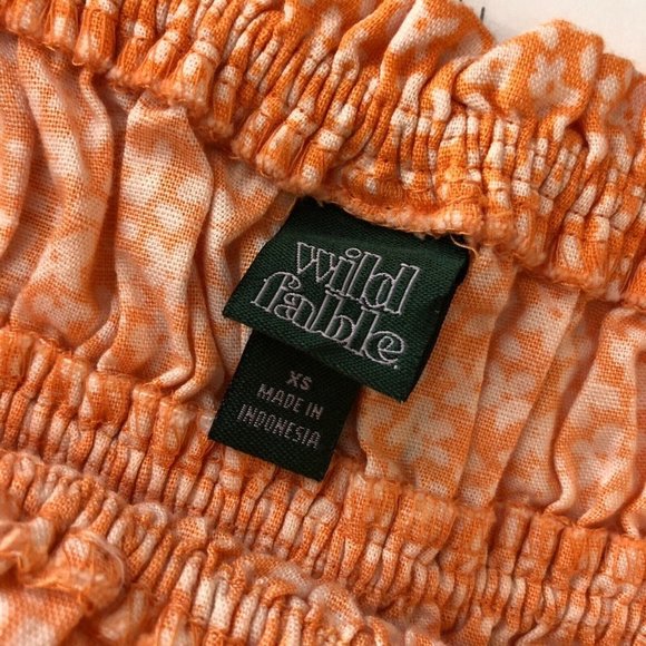 Wild Fable Dress A Line Cotton Linen Blend Floral Summer Sleeveless Orange XS - Picture 3 of 4